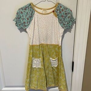 Matilda Jane girls yellow green floral dress pocket